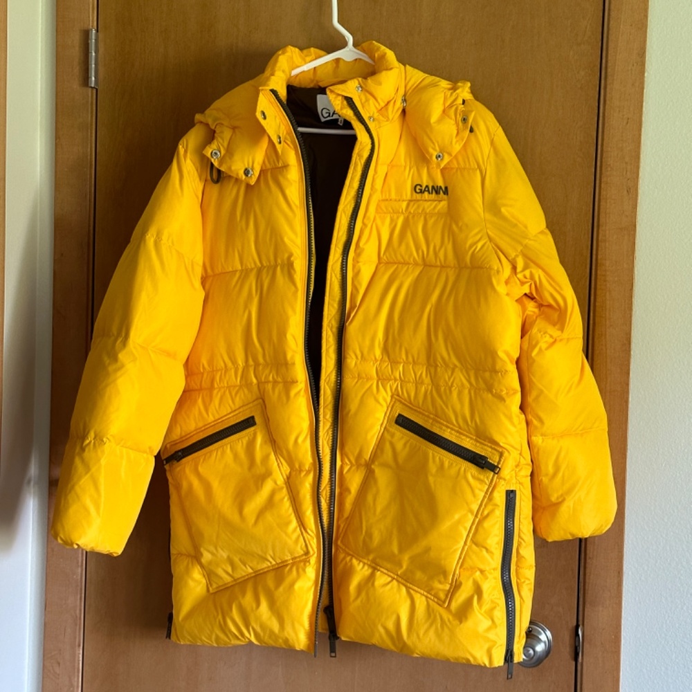 GANNI  Recycled Polyester Long Down Jacket L / XL